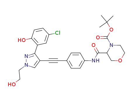 3(R,S)-{4-[3-(5-chloro-2-hydroxy-phenyl)-1-(2-hydroxy-ethyl)-1H-pyrazol-4-ylethynyl]-phenylcarbamoyl}-morpholine-4-carboxylic acid tert-butyl ester