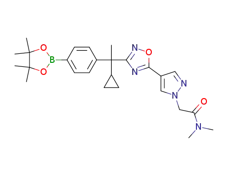 2-[4-(3-{1-cyclopropyl-1-[4-(4,4,5,5-tetramethyl-[1,3,2]dioxaborolan-2-yl)-phenyl]-ethyl}-[1,2,4]oxadiazol-5-yl)-pyrazol-1-yl]-N,N-dimethyl-acetamide