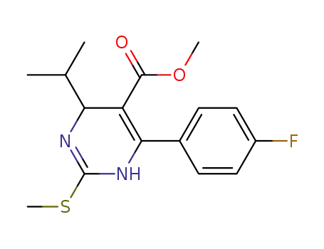 Molecular Structure of 885100-76-5 (Methyl 6-(4-Fluorophenyl)-4-isopropyl-2-methylthio-1,4-dihydropyrimidine
-5-carboxylate)