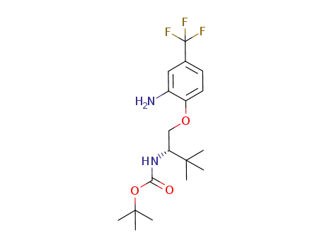 Molecular Structure of 1073176-43-8 ((S)-tert-butyl(1-(2-amino-4-(trifluoromethyl)phenoxy)-3,3-dimethylbutan-2-yl)carbamate)