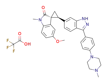 (1R,2S)-5'-methoxy-1'-methyl-2-(3-(4-(4-methylpiperazin-1-yl)phenyl)-1H-indazol-6-yl)spiro[cyclopropan-1,3'-indolin]-2'-one 2,2,2-trifluoroacetate