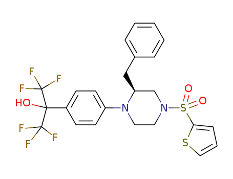 2-(4-((2S)-2-benzyl-4-(2-thiophenylsulfonyl)-1-piperazinyl)-phenyl)-1,1,1,3,3,3-hexafluoro-2-propanol