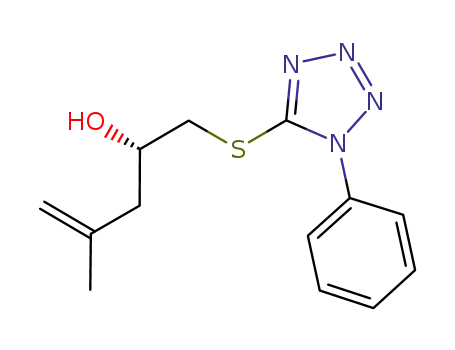 Molecular Structure of 1198463-43-2 ((S)-4-methyl-1-(1-phenyl-1H-tetrazol-5-ylthio)pent-4-en-2-ol)