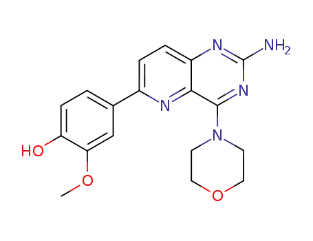 Molecular Structure of 897360-48-4 (Phenol,
4-[2-amino-4-(4-morpholinyl)pyrido[3,2-d]pyrimidin-6-yl]-2-methoxy-)