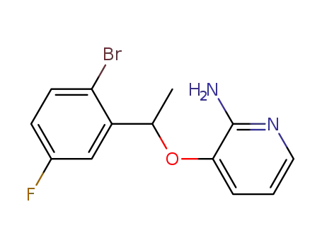 Molecular Structure of 877401-77-9 (2-Pyridinamine, 3-[1-(2-bromo-5-fluorophenyl)ethoxy]-)