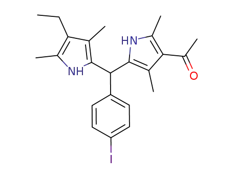 Molecular Structure of 1227204-48-9 (1-(5-((4-ethyl-3,5-dimethyl-1H-pyrrol-2-yl)(4-iodophenyl)methyl)-2,4-dimethyl-1H-pyrrol-3-yl)ethanone)