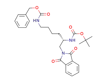 Molecular Structure of 189041-54-1 (Carbamic acid,
[6-(1,3-dihydro-1,3-dioxo-2H-isoindol-2-yl)-5-[[(1,1-dimethylethoxy)carb
onyl]amino]hexyl]-, phenylmethyl ester, (S)-)