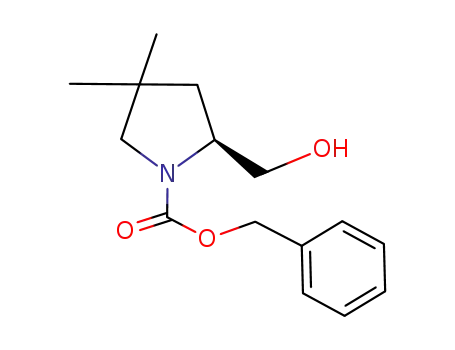 Molecular Structure of 443984-28-9 (1-Pyrrolidinecarboxylic acid, 2-(hydroxymethyl)-4,4-dimethyl-,
phenylmethyl ester, (2S)-)