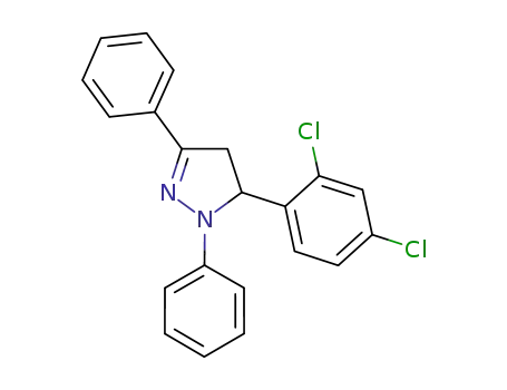 Molecular Structure of 114456-85-8 (1H-Pyrazole, 5-(2,4-dichlorophenyl)-4,5-dihydro-1,3-diphenyl-)