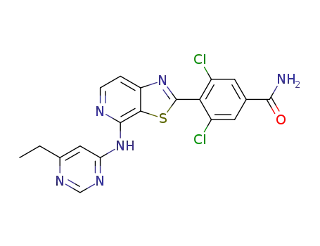 3,5-dichloro-4-[4-(6-ethylpyrimidin-4-ylamino)thiazolo[5,4-c]pyridin-2-yl]-benzamide