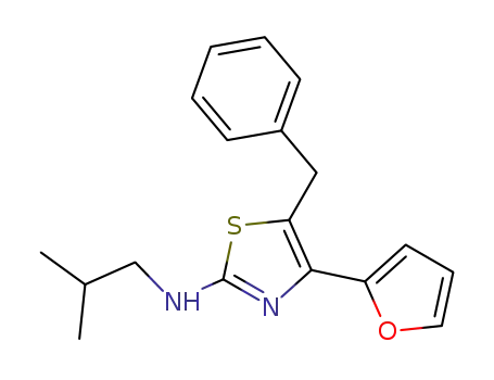 Molecular Structure of 926304-12-3 (2-Thiazolamine, 4-(2-furanyl)-N-(2-methylpropyl)-5-(phenylmethyl)-)