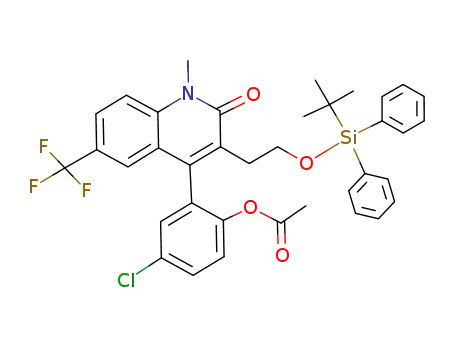 2-(3-(2-(tert-butyldiphenylsilyloxy)ethyl)-1-methyl-2-oxo-6-(trifluoromethyl)-1,2-dihydroquinolin-4-yl)-4-chlorophenyl acetate