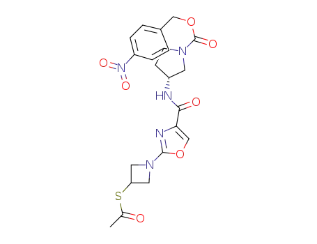 Molecular Structure of 429673-36-9 (1-Pyrrolidinecarboxylic acid,
3-[[[2-[3-(acetylthio)-1-azetidinyl]-4-oxazolyl]carbonyl]amino]-,
(4-nitrophenyl)methyl ester, (3R)-)