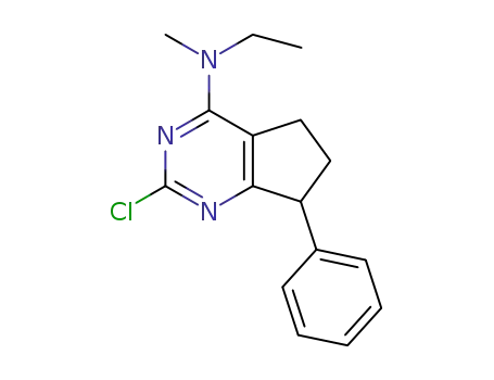 Molecular Structure of 1263868-27-4 (2-chloro-N-ethyl-N-methyl-7-phenyl-6,7-dihydro-5H-cyclopenta[d]pyrimidin-4-amine)