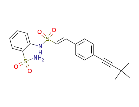 Molecular Structure of 1161944-56-4 ((E)-2-(2-(4-(3,3-Dimethylbut-1-ynyl)phenyl)vinylsulfonamido)benzenesulfonamide)