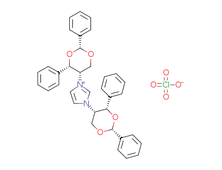 Molecular Structure of 1351530-51-2 (1,3-di-[(2R,4S,5S)-2,4-diphenyl-1,3-dioxacyclohex-5-yl]imidazolium perchlorate)