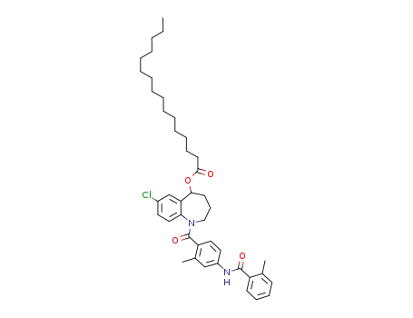 Molecular Structure of 1094837-35-0 ({7-chloro-1-[2-methyl-4-(2-methyl-benzoylamino)-benzoyl]-2,3,4,5-tetrahydro-1H-benzo[b]azepin-5-yl} hexadecanoate)