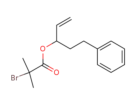 Molecular Structure of 1206535-31-0 (1-phenethylallyl 2-bromo-2-methyl-propanoic acid ester)