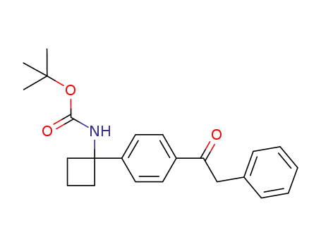 Molecular Structure of 1032349-98-6 (tert-butyl 1-(4-(2-phenylacetyl)phenyl)cyclobutylcarbaMate)