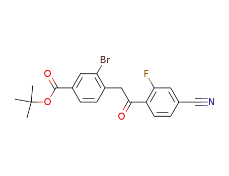Molecular Structure of 866625-14-1 (3-bromo-4-[2-(4-cyano-2-fluoro-phenyl)-2-oxo-ethyl]-benzoic acid tert-butyl ester)