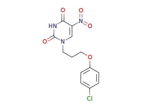 Molecular Structure of 1198085-46-9 (1-(3-(4-chlorophenoxy) propyl)-5-nitropyrimidine-2,4 (1H, 3H)-dione)