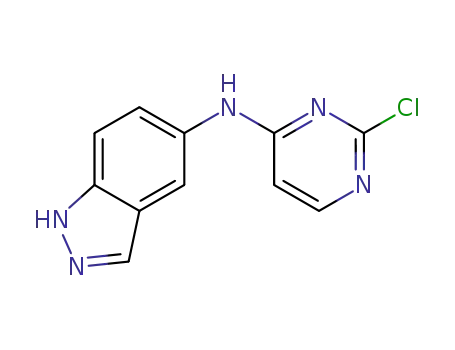 Molecular Structure of 1071105-22-0 (N-(2-chloropyrimidin-4-yl)-1H-indazol-5-amine)