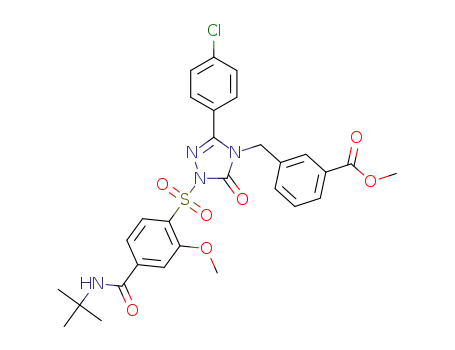 Methyl 3-{[1-{[4-(tert-butylcarbamoyl)-2-methoxyphenyl]sulphonyl}-3-(4-chlorophenyl)-5-oxo-1,5-dihydro-4H-1,2,4-triazol-4-yl]methyl}benzenecarboxylate
