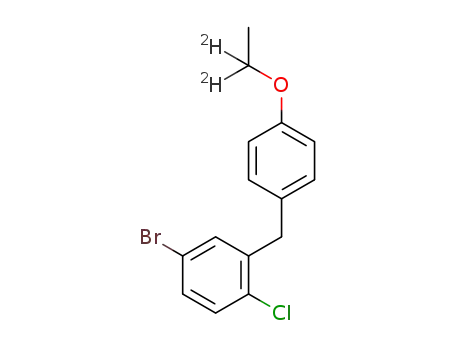 Molecular Structure of 1204219-63-5 (4-bromo-1-chloro-2-(4-(ethoxy-1,1-d2)benzyl)benzene)