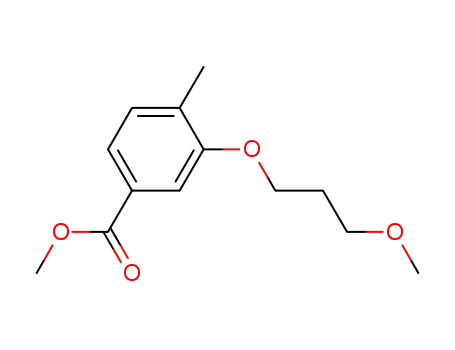 Molecular Structure of 895240-72-9 (Benzoic acid, 3-(3-methoxypropoxy)-4-methyl-, methyl ester)