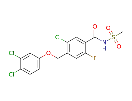 Molecular Structure of 1355631-24-1 (5-chloro-4-[(3,4-dichlorophenoxy)Methyl]-2-fluoro-N-(Methylsulfonyl)benzaMide)