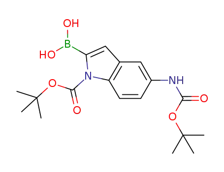 Molecular Structure of 913388-66-6 (1H-Indole-1-carboxylic acid, 2-borono-5-[[(1,1-dimethylethoxy)carbonyl]amino]-, 1-(1,1-dimethylethyl) ester)
