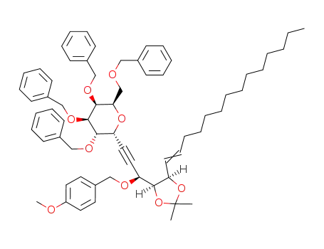 (2'S,3'S,4'R)-1-(2,3,4,6-tetra-O-benzyl-α-C-D-galactopyranosyl)-2-(3',4'-O-isopropylidene-2'-O-(para-methoxybenzyl)-D-ribo-heptadec-5',6'-enyl)-acetylene