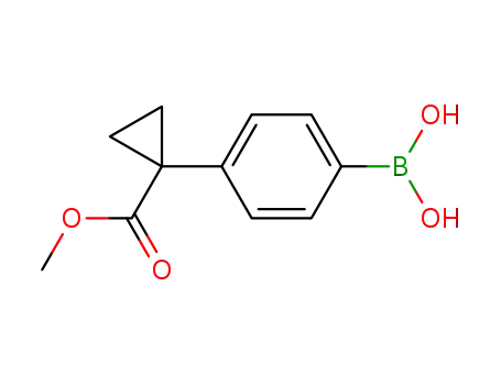 Molecular Structure of 1217501-08-0 (4-(1-(Methoxycarbonyl)cyclopropyl)phenylboronic acid)