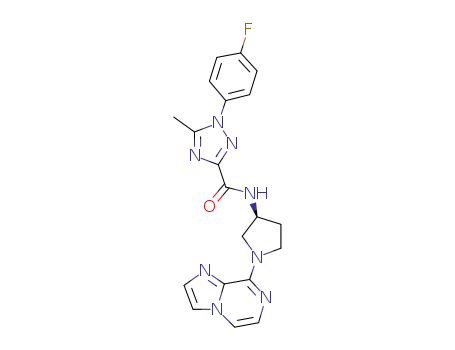 Molecular Structure of 1613021-60-5 (1-(4-fluorophenyl)-N-[(3S)-1-imidazo[1,2-a]pyrazin-8-ylpyrrolidin-3-yl]-5-methyl-1,2,4-triazole-3-carboxamide)