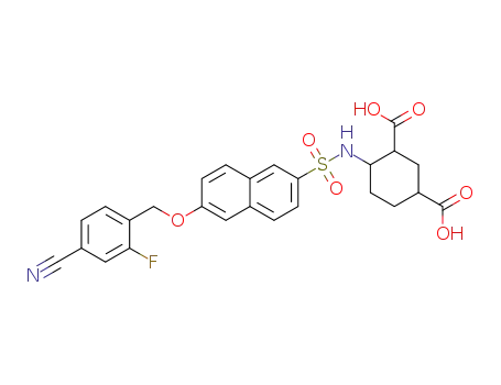 4-(6-(4-cyano-2-fluorobenzyloxy)naphthalene-2-sulfonamido)cyclohexane-1,3-dicarboxylic acid