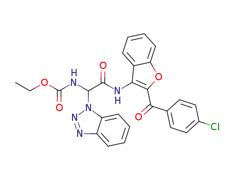 Molecular Structure of 1300090-46-3 (ethyl [1-(1H-1,2,3-benzotriazol-1-yl)-2-({2-[(4-chlorophenyl)carbonyl]-1-benzofuran-3-yl}amino)-2-oxoethyl]carbamate)