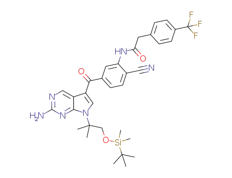 N-(5-{2-amino-7-[2-(tert-butyldimethylsilanyloxy)-1,1-dimethylethyl]-7H-pyrrolo[2,3-d]pyrimidine-5-carbonyl}-2-cyanophenyl)-2-(4-trifluoromethylphenyl)acetamide