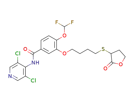 Molecular Structure of 1422361-48-5 (N-(3,5-dichloropyridin-4-yl)-4-(difluoromethoxy)-3-{4-[(2-oxotetrahydro furan-3-yl)thio]butoxy}benzamide)