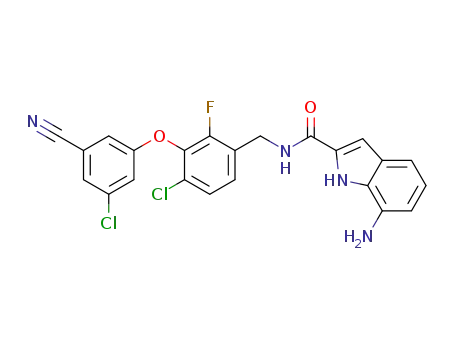 7-amino-N-({4-chloro-3-[(3-chloro-5-cyanophenyl)oxy]-2-fluorophenyl}methyl)-1H-indole-2-carboxamide trifluoroacetate