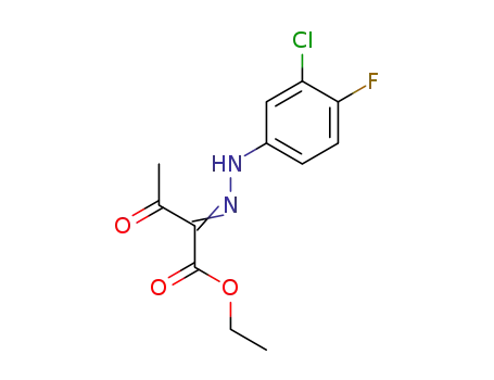 Molecular Structure of 753500-79-7 (Butanoic acid, 2-[(3-chloro-4-fluorophenyl)hydrazono]-3-oxo-, ethyl ester)