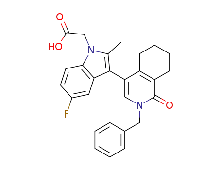 2-(3-(2-benzyl-1-oxo-1,2,5,6,7,8-hexahydroisoquinolin-4-yl)-5-fluoro-2-methyl-1H-indol-1-yl)acetic acid