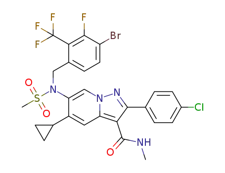 6-(N-(4-bromo-3-fluoro-2-(trifluoromethyl)benzyl)methylsulfonamido)-2-(4-chlorophenyl)-5-cyclopropyl-N-methylpyrazolo[1,5-a]pyridine-3-carboxamide