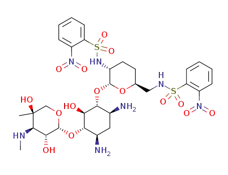 N-(((2S,5R,6R)-6-((lR,2S,3S,4R,6S)-4,6-diamino-3-((2R,3R,4R,5R)-3,5-dihydroxy-5-methyl-4-(methylamino)tetrahydro-2H-pyran-2-yloxy)-2-hydroxycyclohexyloxy)-5-(2-nitrophenylsulfonamido)tetrahydro-2H-pyran-2-yl)methyl)-2-nitrobenzenesulfonamide