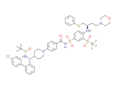 4-(4-((R)-(4'-chlorobiphenyl-2-yl)((S)-1,1-dimethylethylsulfinamido)methyl)piperidin-1-yl)-N-(4-((R)-4-morpholino-1-(phenylthio)butan-2-ylamino)-3-(trifluoromethylsulfonyl)phenylsulfonyl)benzamide