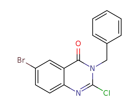 Molecular Structure of 1383991-63-6 (6-bromo-2-chloro-3-(phenylmethyl)-4(3H)-quinazolinone)