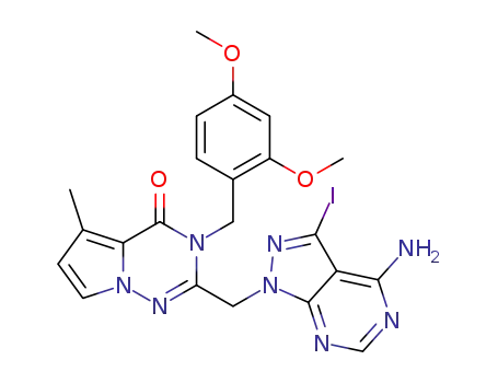 2-((4-amino-3-iodo-1H-pyrazolo[3,4-d]pyrimidin-1-yl)methyl)-3-(2,4-dimethoxybenzyl)-5-methylpyrrolo[2,1-f][1,2,4]triazin-4(3H)-one