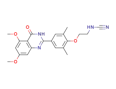 Molecular Structure of 1253733-33-3 (N-(2-(4-(5,7-dimethoxy-4-oxo-3,4-dihydroquinazolin-2-yl)-2,6-dimethylphenoxy)ethyl)cyanamide)