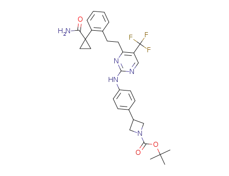 tert-butyl 3-(4-((4-(2-(1-carbamoylcyclopropyl)phenethyl)-5-(trifluoromethyl)pyrimidin-2-yl)amino)phenyl)azetidine-1-carboxylate