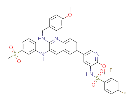 2,4-difluoro-N-[2-(methyloxy)-5-(2-({[4-(methyloxy)phenyl]methyl}amino)-3-{[3-(methylsulfonyl)phenyl]amino}-6-quinolinyl)-3-pyridinyl]benzenesulfonamide