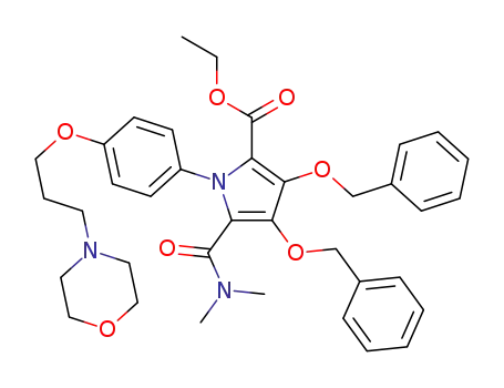 Molecular Structure of 1443300-49-9 (ethyl 3,4-bis(benzyloxy)-5-(dimethylcarbamoyl)-1-(4-(3-morpholinopropoxy)phenyl)-1H-pyrrole-2-carboxylate)